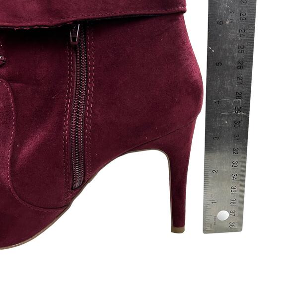 Dolcetta Booties Size 7 M Britton Stiletto Burgundy Red Suede Ankle Tie (Flaws) - Picture 10 of 10
